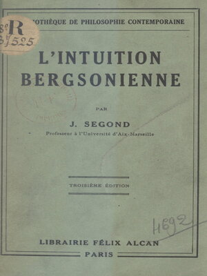 cover image of L'intuition bergsonienne